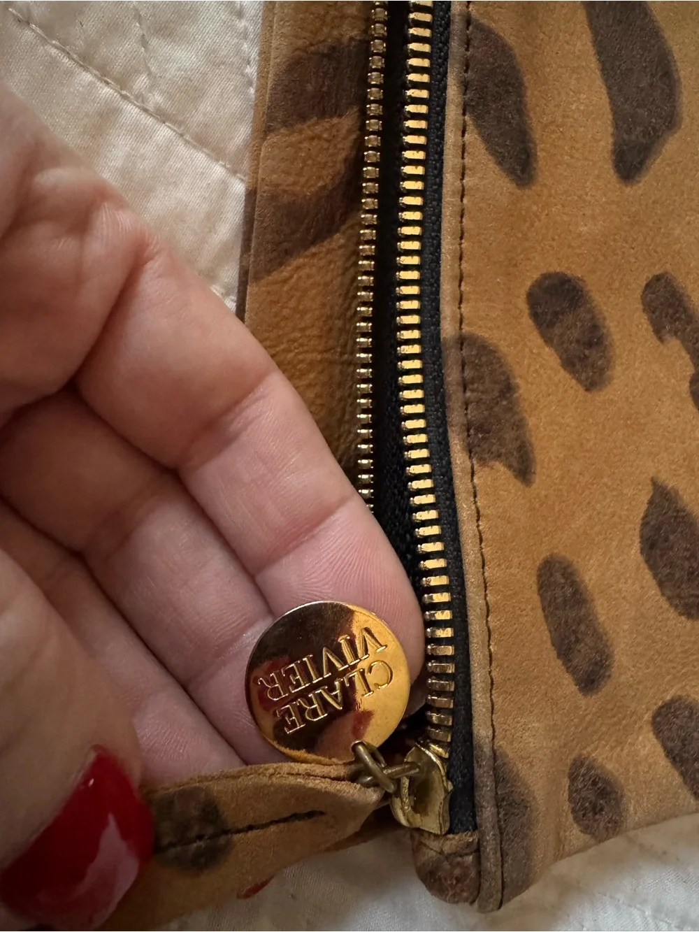 Clare Vivier Animal Print Foldover Clutch